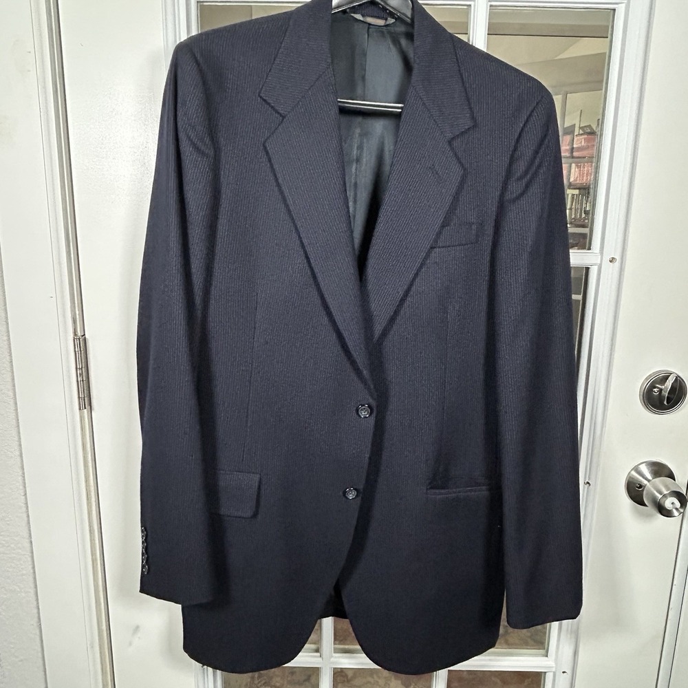 Vintage Kuppenheimer Men's Wool Navy Pinstripe Blazer Sport Coat 44R